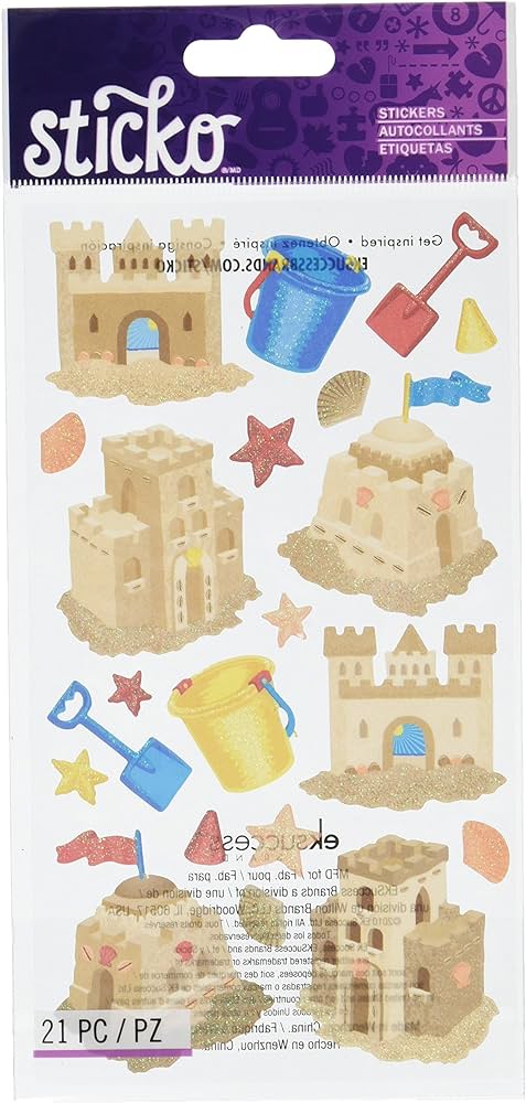Sticko Sandcastles With Glitter Flat Stickers