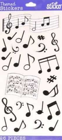 Sticko Themed Silhouette Musical Notes Flat Stickers
