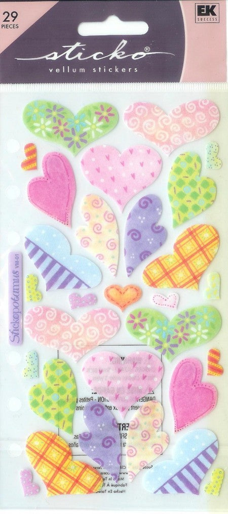 Sticko Vellum Pastel Heart Flat Stickers