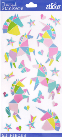 Sticko Origami Unicorn Metallic Flat Stickers