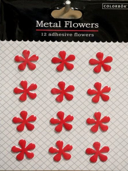 Colorbok Metal Red Self-Adhesive Flowers - SCRAPBOOKFARE