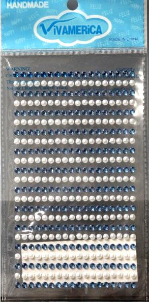 Vivamerica Self-Adhesive Blue Gems & White Pearls - SCRAPBOOKFARE