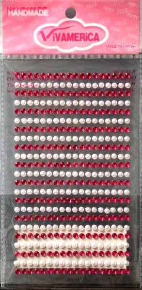 Vivamerica Self-Adhesive Hot Pink Gems & White Pearls - SCRAPBOOKFARE