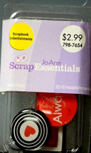 JoAnn Scrap Essentials Acrylic Love And Hearts Self-Adhesive Embellishments - SCRAPBOOKFARE