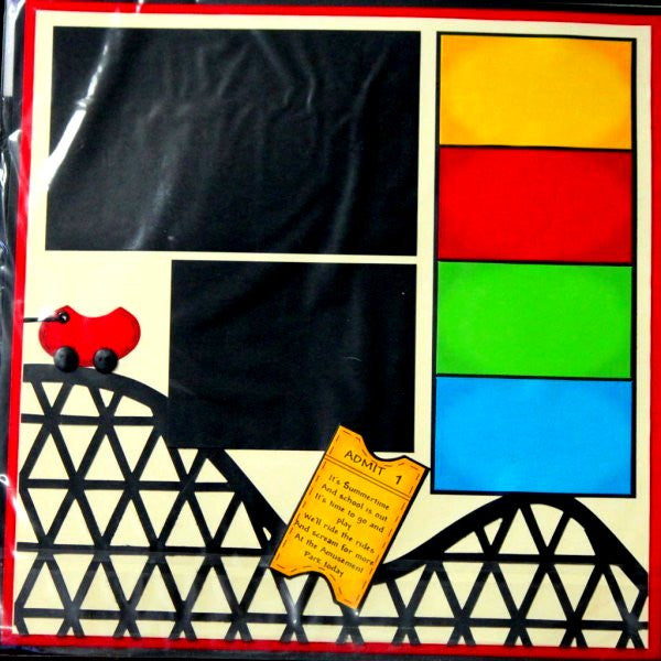 Wilton Pre-made 12 x 12 Just Jinger A Day At The Amusement Park Scrapbook Pages