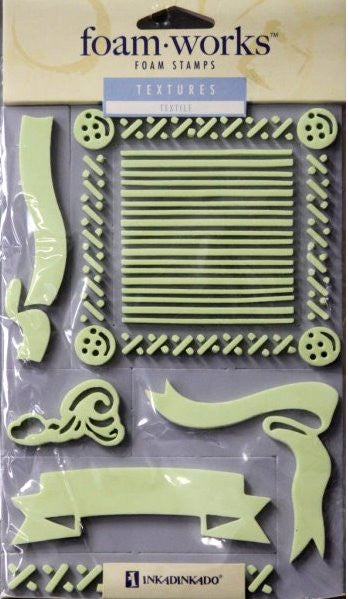 Inkadinkado Foam Works Textures Textile Expressions Foam Stamps - SCRAPBOOKFARE