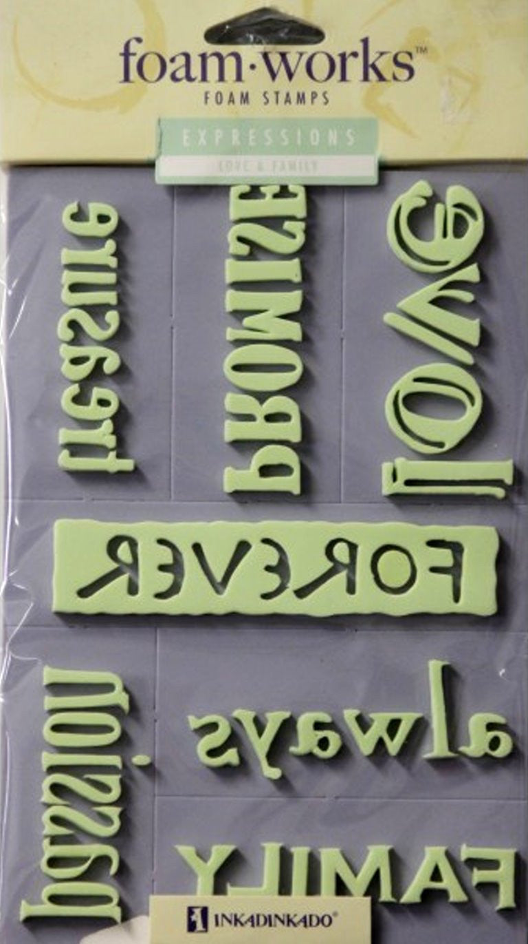 Inkadinkado Foam Works Love & Family Expressions Foam Stamps - SCRAPBOOKFARE