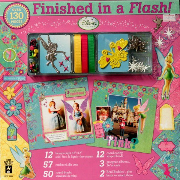 Hot Off The Press Paper Pizazz 12 x 12 Finished In A Flash Disney Tinkerbell Scrapbook Pages Kit - SCRAPBOOKFARE