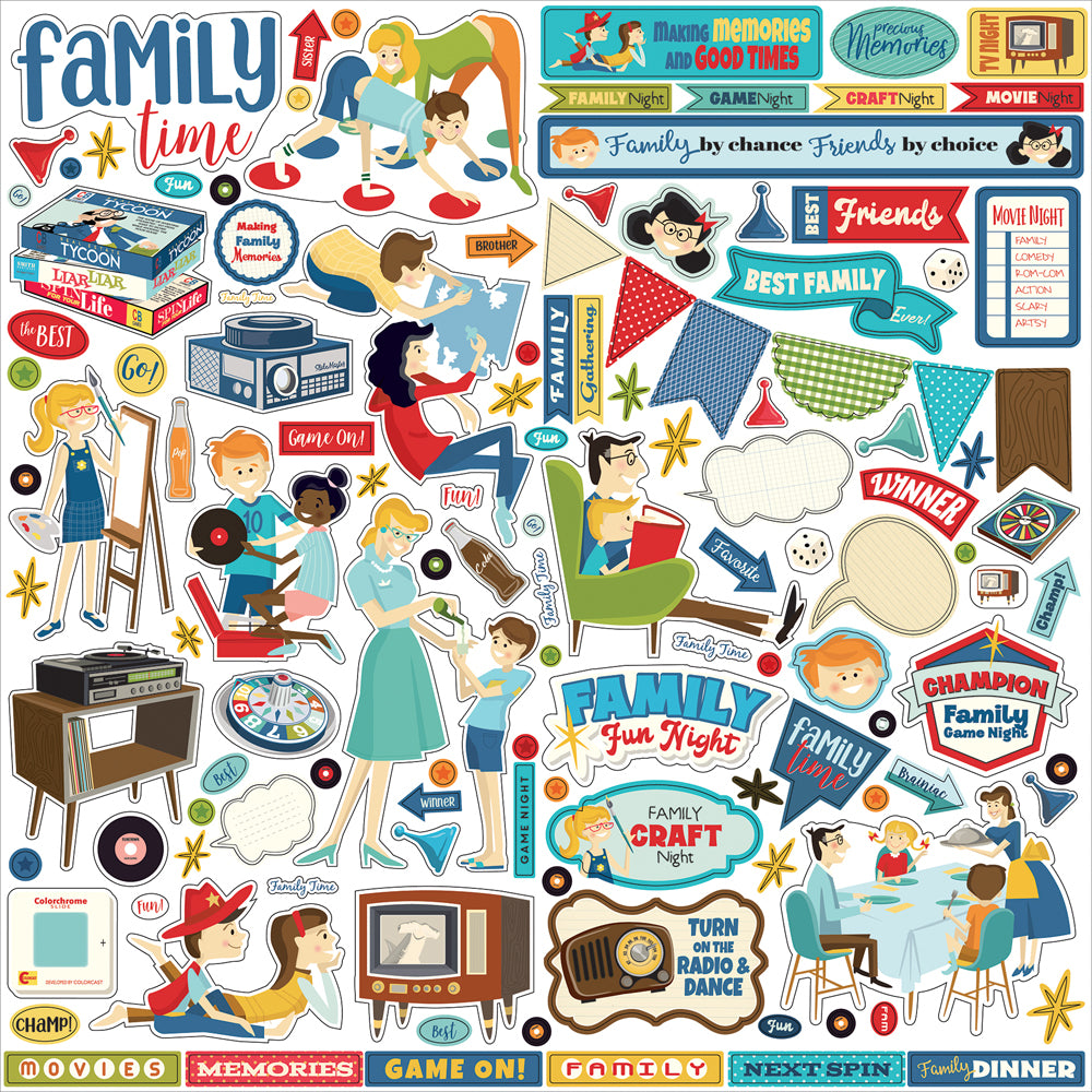 Carta Bella Family Night 12X12 Element Sticker Sheet