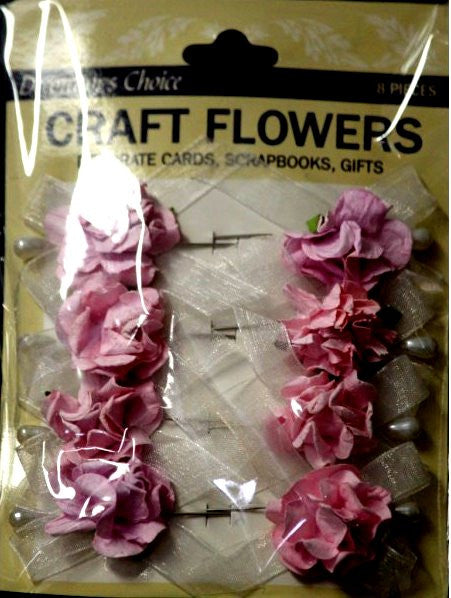 Decorator's Choice Craft Flowers Small Pink Roses With Elegant Pins - SCRAPBOOKFARE