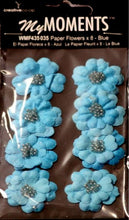 My Moments Light Blue Teal Beaded Paper Flowers - SCRAPBOOKFARE