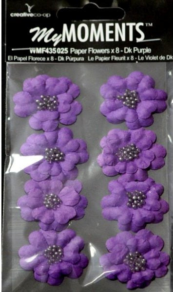 My Moments Dark Purple Beaded Paper Flowers - SCRAPBOOKFARE