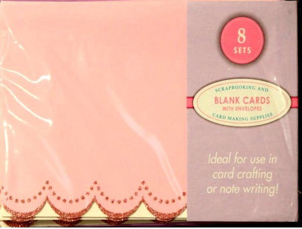 Made For Retail Inc. Pink Glitter Border Blank Cards And Envelopes - SCRAPBOOKFARE