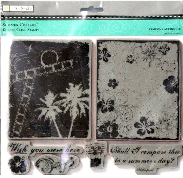TPC Studio Summer Collage Rubber Cling Stamps