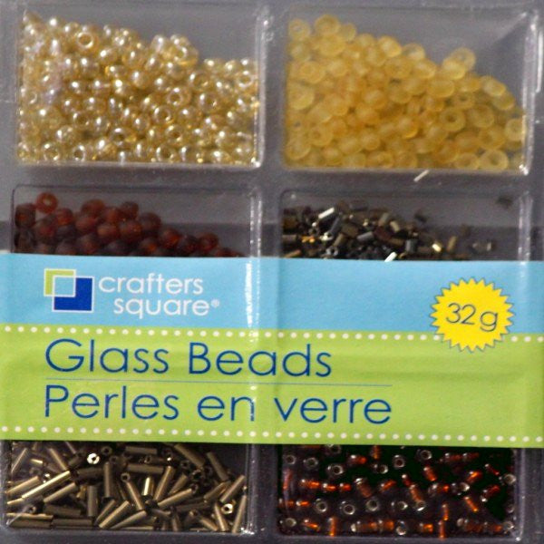 Crafters Square 32g Shades Of Cream & Brown Glass Beads Set - SCRAPBOOKFARE