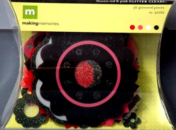 Making Memories Clear Glitter Red And Pink Flowers - SCRAPBOOKFARE