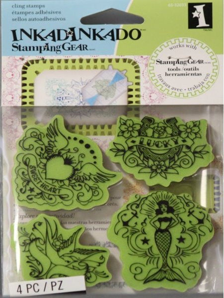 Inkadinkado Vintage Tattoos Cling Stamp Set - SCRAPBOOKFARE