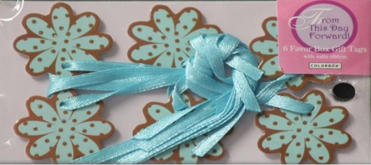Colorbok Blue Flowers Ribbon Tags Embellishments - SCRAPBOOKFARE