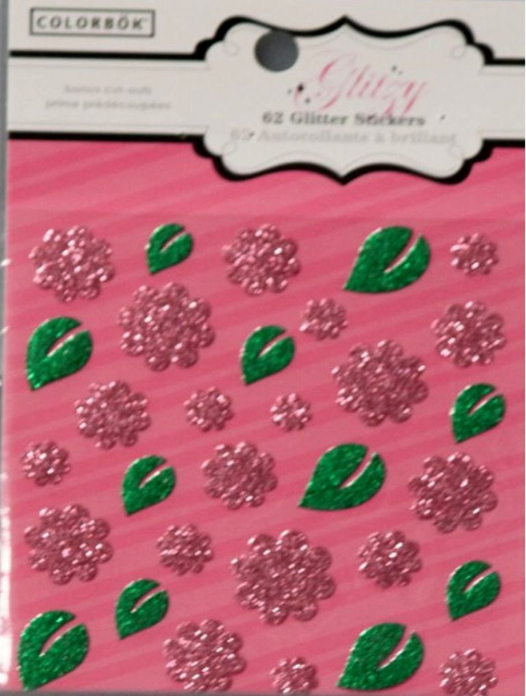 Colorbok Glitzy Glittery Flower Stickers - SCRAPBOOKFARE