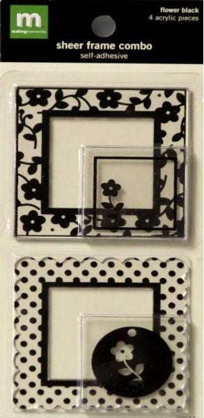 Making Memories Sheer Black Flower Self-Adhesive Frames Combo - SCRAPBOOKFARE