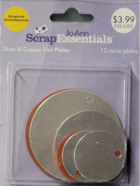 JoAnn Scrap Essentials Silver And Copper Flat Circle Plates - SCRAPBOOKFARE
