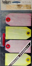 EK Success Sticko Pink & Yellow Vellum Tags Scrapbook Stickers - SCRAPBOOKFARE