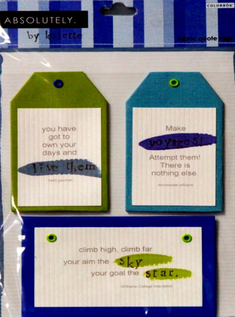 Colorbok Absolutely By Kolette Blue/Kiwi Fabric Quote Tags - SCRAPBOOKFARE