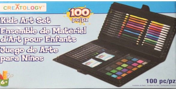 CREATOLOGY ART SET 100 PC - CRAYONS, COLOR PENCILS, MARKERS, PAINTS- BOOK  CASE