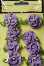 Recollections Signature Special Purple Knitted Flowers With Pearls Embellishments - SCRAPBOOKFARE
