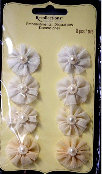 Recollections Signature Special Shades Of Cream Organza Flowers With Pearls Embellishments - SCRAPBOOKFARE