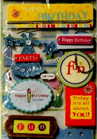 Miss Elizabeth's Premium Chipboard Birthday Dimensional Stickers Embellishments - SCRAPBOOKFARE