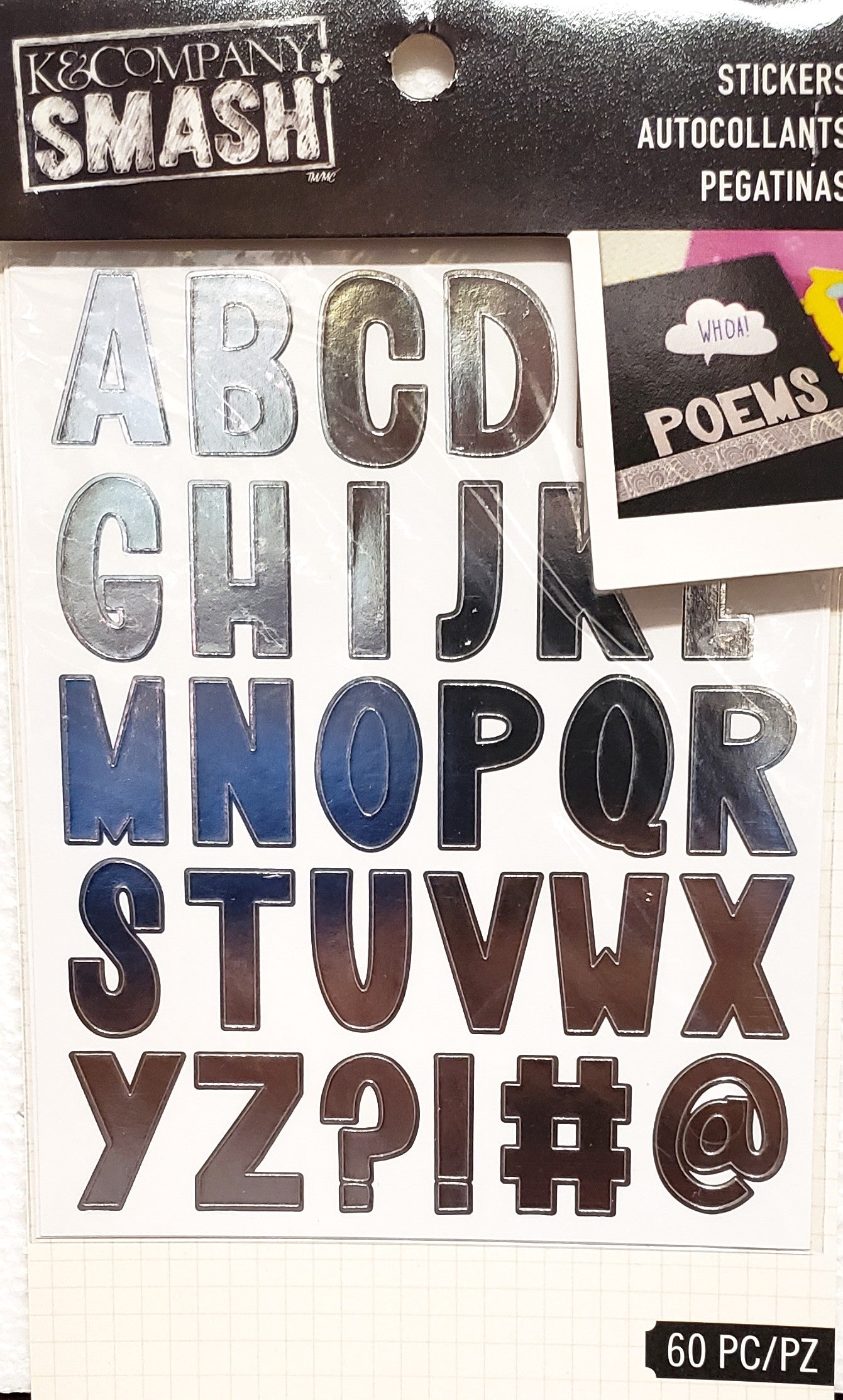 K & Company Smash Silver Metallic Alphabet Stickers