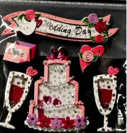 Miss Elizabeth's Wedding And Love Dimensional Shaker Embellishments Stickers - SCRAPBOOKFARE