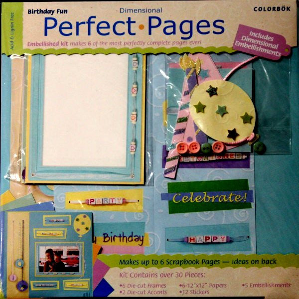 Colorbok Perfect Pages 12 x 12 Birthday Fun Dimensional Scrapbook Pages Kit - SCRAPBOOKFARE