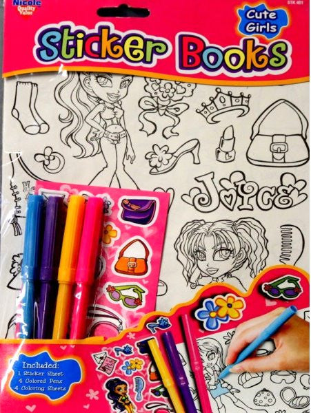 Nicole Cute Girls Markers & Sticker Books Kit - SCRAPBOOKFARE