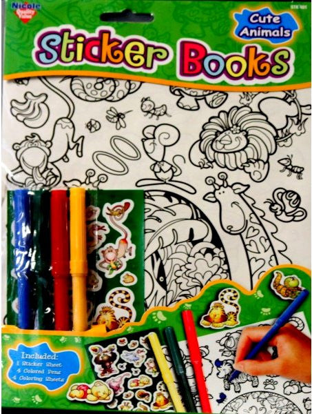 Nicole Cute Animals Markers & Sticker Books Kit - SCRAPBOOKFARE