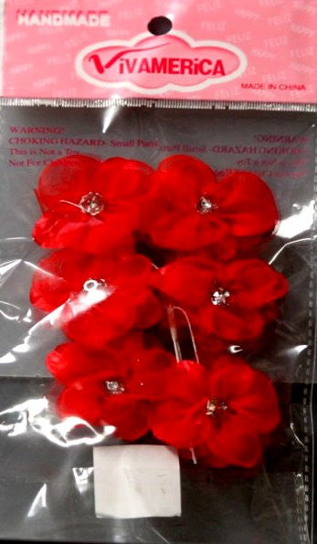 Vivamerica Red Organza & Satin Flowers Embellishments