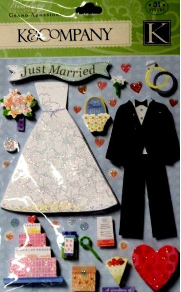 K & Company Wedding Finery Grand Adhesions Dimensional Stickers - SCRAPBOOKFARE