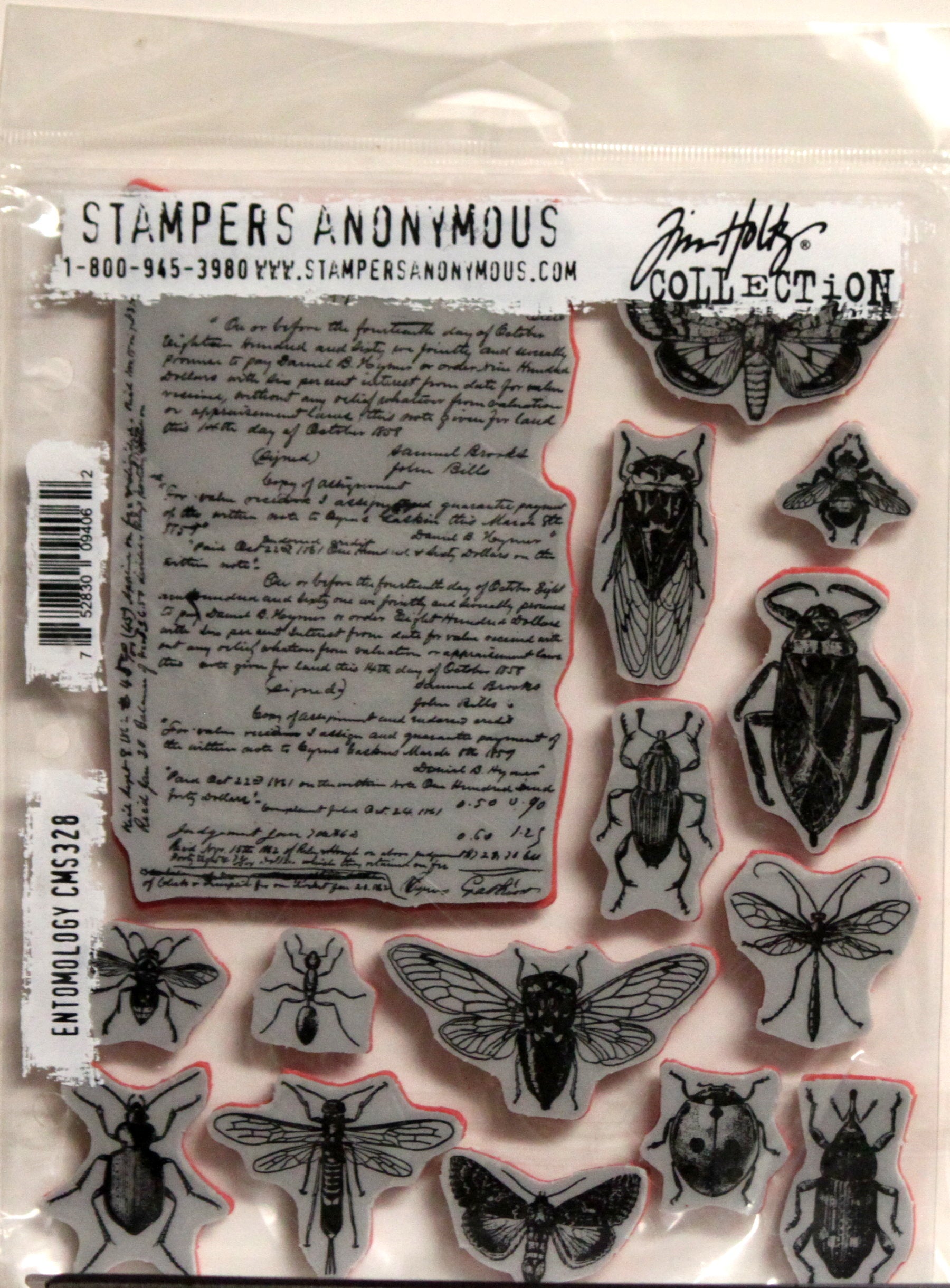Tim Holtz Stampers Anonymous Entomology Cling Stamps Collectionn