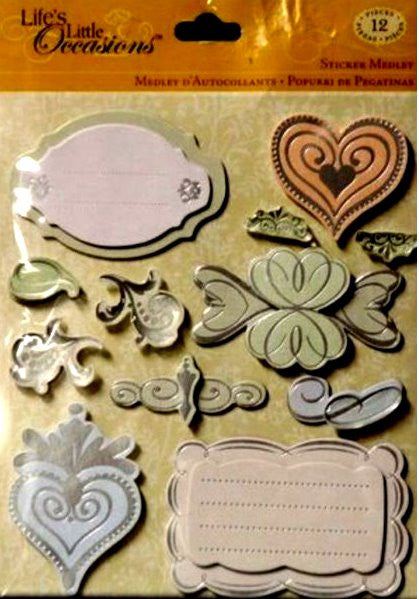 K & Company Life's Little Occasions Silver Scroll Ornament Dimensional Stickers - SCRAPBOOKFARE