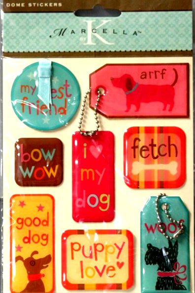 K & Company Marcella K Dogs Tags Dome Epoxy Stickers - SCRAPBOOKFARE