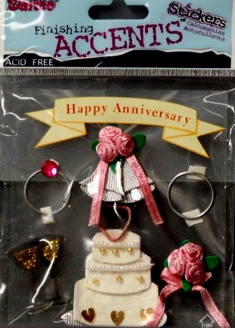 Darice Finishing Accents Happy Anniversary Dimensional Stickers - SCRAPBOOKFARE