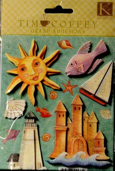 K & Company Tim Coffey Seaside Fun Grand Adhesions Dimensional Stickers - SCRAPBOOKFARE