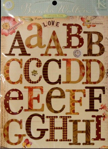 K & Company Brenda Walton Brianna Towering Type Die-Cut Cardstock Alphabet Stickers - SCRAPBOOKFARE