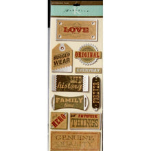 K & Company Marcella K Well Worn Chip Back Tags Adhesive Stickers - SCRAPBOOKFARE
