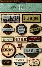 K & Company Marcella K Dimensional Well Worn Words Stickers - SCRAPBOOKFARE