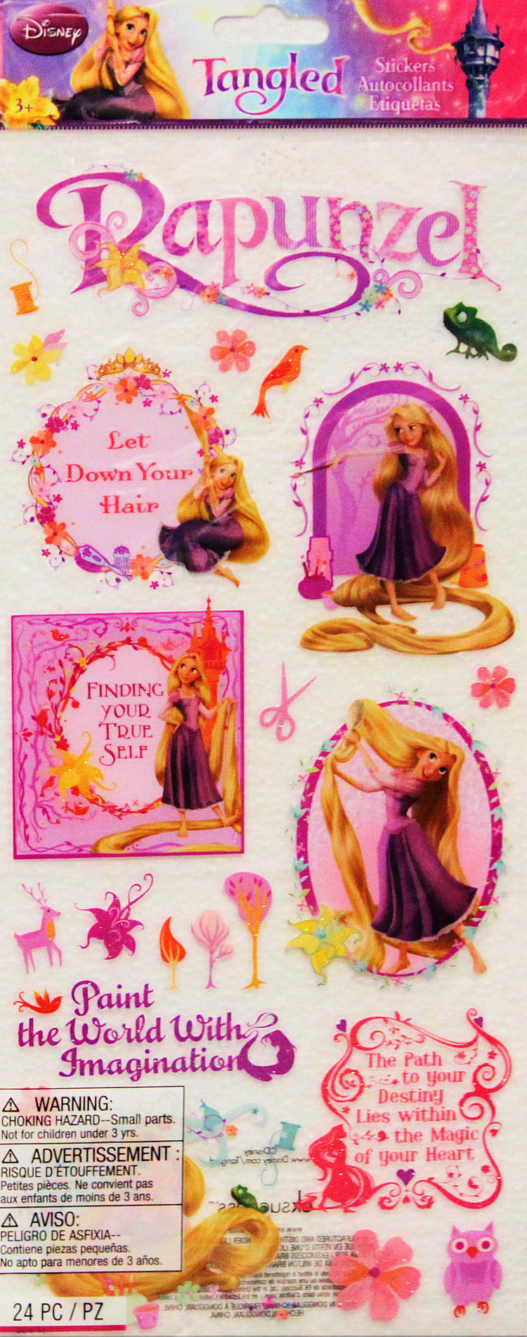 Disney Large Tangled Rapunzel Clear & Glitter Stickers