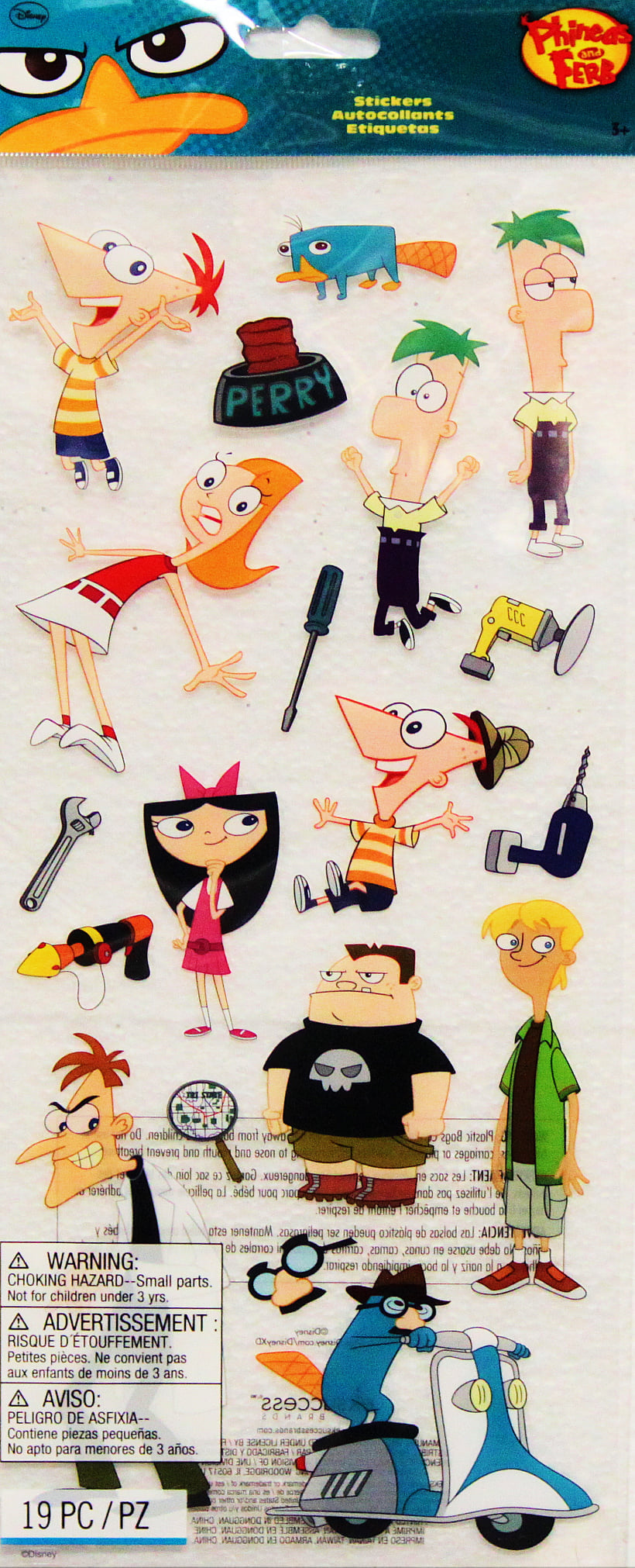 Disney Phineas & Ferb Large Clear Stickers
