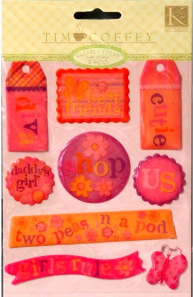 K & Company Tim Coffey TC Young Girl Clearly Yours Epoxy Stickers - SCRAPBOOKFARE