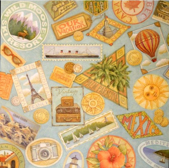 K & Company Tim Coffey 12 x 12 TC Vacation Artwork Printed Flat Scrapbook Paper - SCRAPBOOKFARE